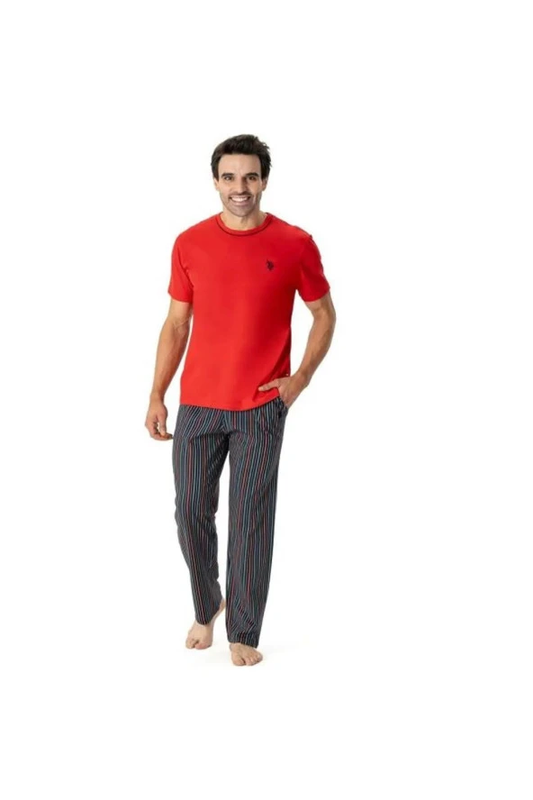 U.S. Polo Assn. Erkek Çizgili Yuvarlak Yaka Pijama Takımı