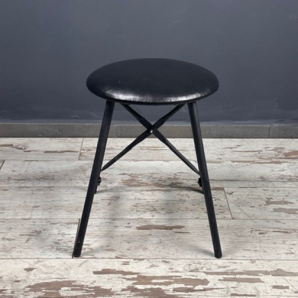 Eportatif Siyah Döşemeli Sandalye Tabure Mutfak Sandalyesi 1239 - 2