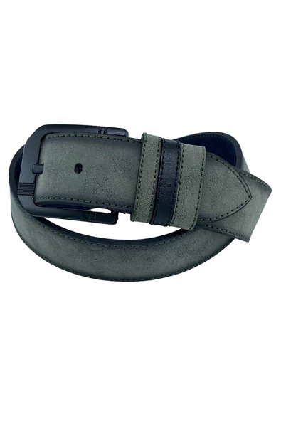 Haki Yeşil Süet Suni Deri Dikişli Model 4.5 cm.lik Unisex Spor Kemer - 4510-10 - Resim 3