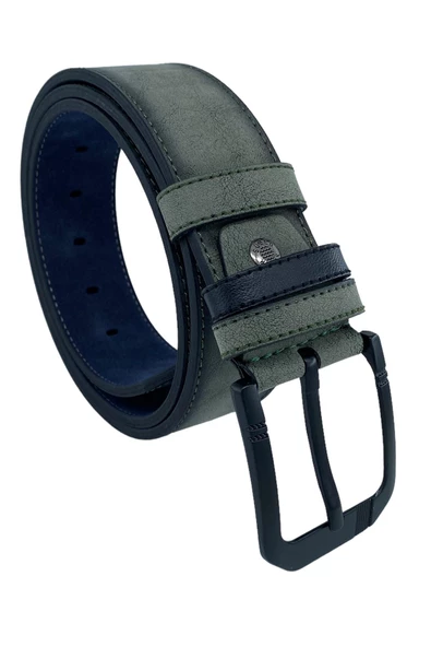Haki Yeşil Süet Suni Deri Dikişli Model 4.5 cm.lik Unisex Spor Kemer - 4510-10 - Resim 5