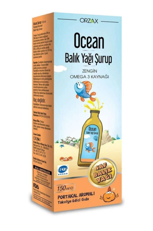 Ocean Omega 3 Portakallı Balık Yağı Şurubu 150 ml