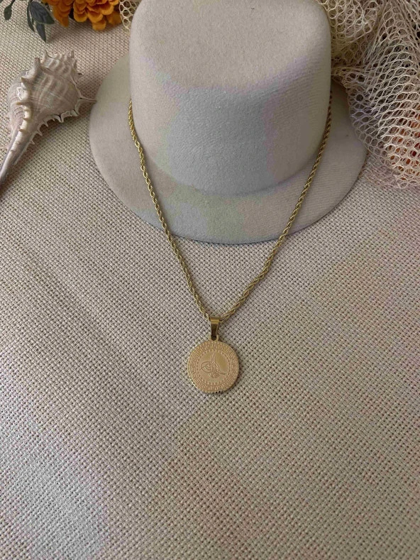 316L Çelik Burgu Zincir Lira Kolye ürün görseli