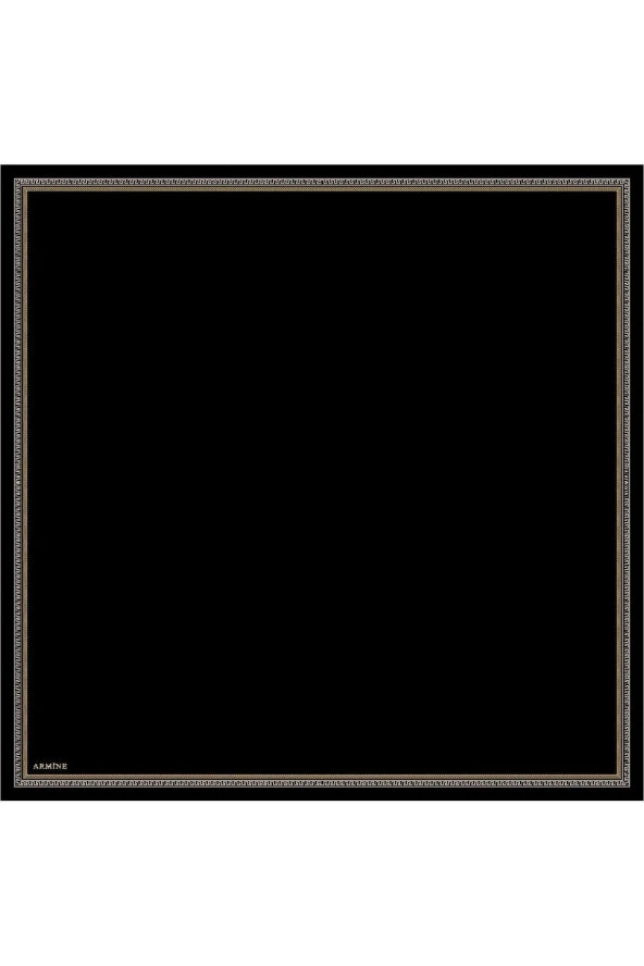Armine 90*90 Sura Ipek Eşarp Siyah Gold (E20KA8432D03) - Resim 6