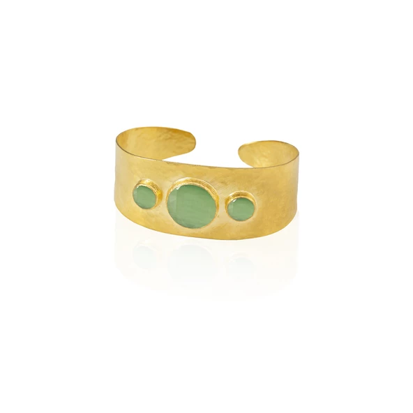 Kadir Jewellery 22 Ayar Altın Kaplama El İşçiliği Zirkon Taşlı Kadın Kelepçe Bilezik - Resim 4