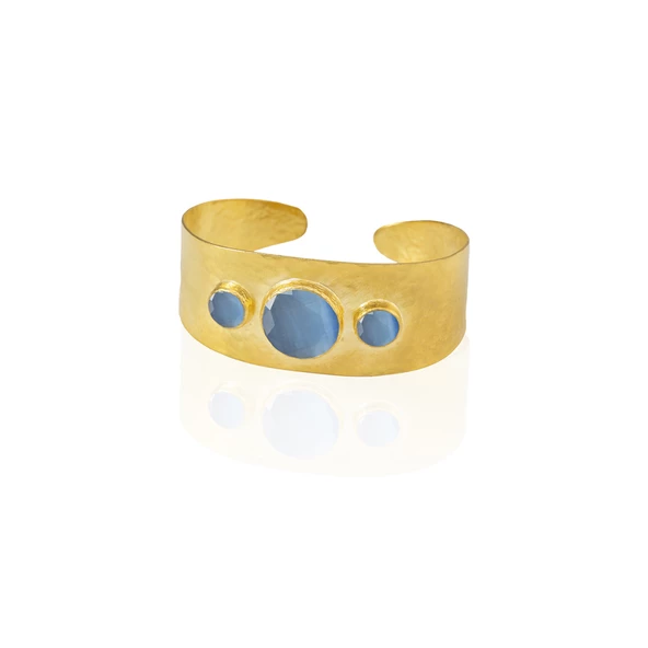 Kadir Jewellery 22 Ayar Altın Kaplama El İşçiliği Zirkon Taşlı Kadın Kelepçe Bilezik - Resim 12