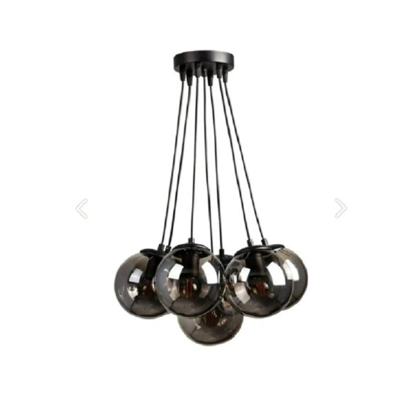 7 Li Avize Siyah Kapalı Glop Cam Füme