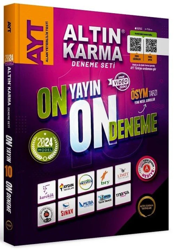 2024 AYT 10 Farklı Yayın 10 Farklı Deneme Seti Son 1 Yıl Çıkmış Sorular Hediye Altın Karma