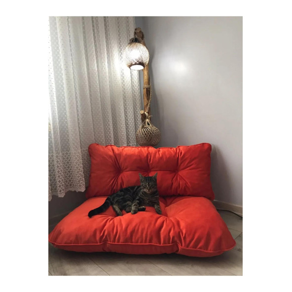 Puf Yeni Koleksiyon Petek Önü Palet Yer Minderi Turuncu - Resim 2