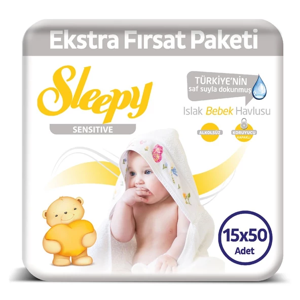 Sleepy Sensitive Islak Havlu 15X50 li 750 Yaprak