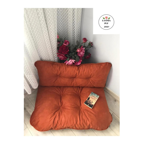 Puf Petek Önü Palet Yer Minderi Kiremit Rengi - Resim 2