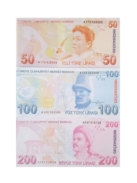 150 Adet Geçersiz Para 50 100 200 Türk Lirası Parti Şaka Düğün Parası Karışık TL - 2