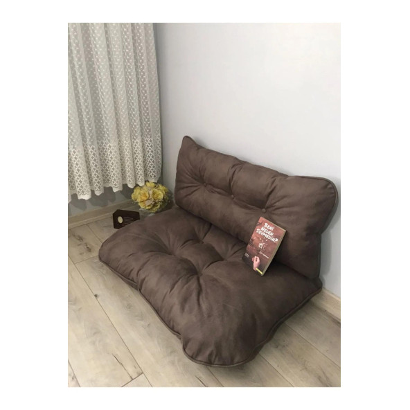 Puf Petek Önü Palet Yer Minderi Ikili Takım Kahverengi - Resim 2