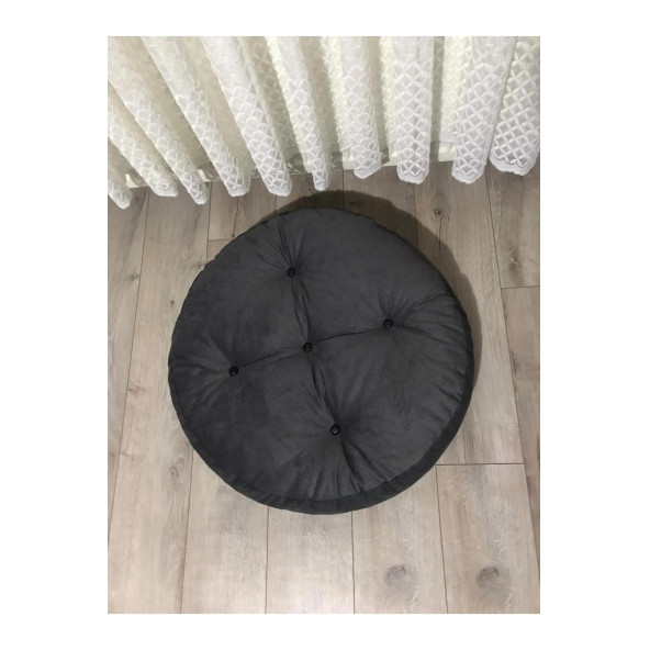 Puf Yuvarlak Antrasit Yer Minderi 70x70 - Resim 2