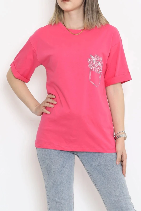 Baskılı Duble Kol Tişört Pembe - 16529.1567.