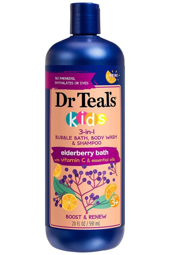 Dr.Teals Kids Elderberry 3in1 Banyo Köpüğü + Vücut Şampuanı + Şampuan 591ML