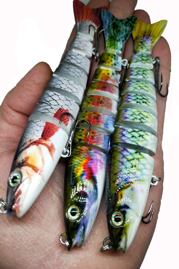 3 Adet Kutulu 3D Eklemli Suni  Rapala  13 cm 20 gr Balık Yem Seti - Resim 2