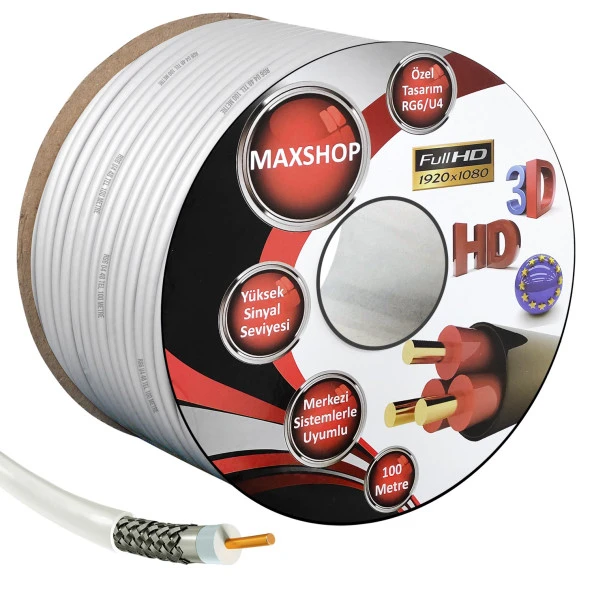 MAXSHOP Anten Kablosu RG6 U4 48 Tel 100 Metre