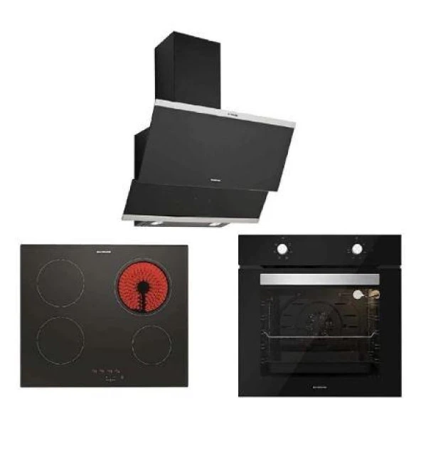 Silverline Siyah Cam Ankastre Set 3420 Classy - vc8210b01 - BO65E1B01 ürün görseli