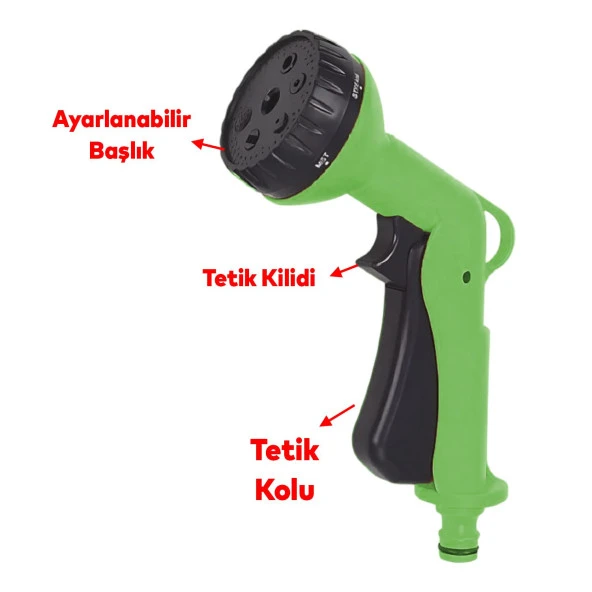 Otomatik 6 Fonksiyonlu Araba Yıkama Bahçe Sulama Temizleme Tabancası Tetikli Ayarlı Tabanca - 3