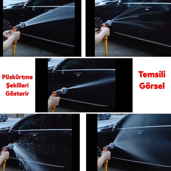 Otomatik 6 Fonksiyonlu Araba Yıkama Bahçe Sulama Temizleme Tabancası Tetikli Ayarlı Tabanca - 4