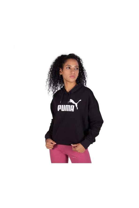 Puma Ess Cropped Logo Hoodie - Siyah Pembe Sweatshirt - 586870 01