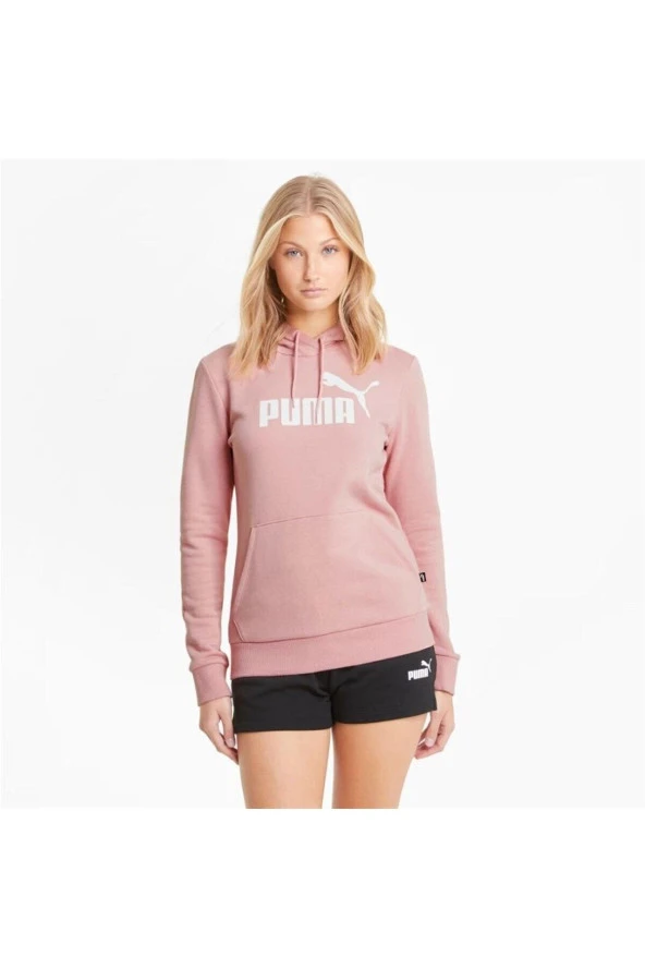 Puma Ess Cropped Logo Hoodie - Kadın Pembe Sweatshirt - 586791 80
