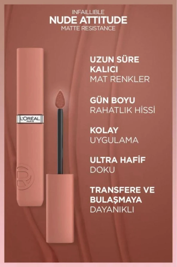 Loreal Paris Infaillible Matte Resistance Likit Mat Ruj - 601 Worth It - 5