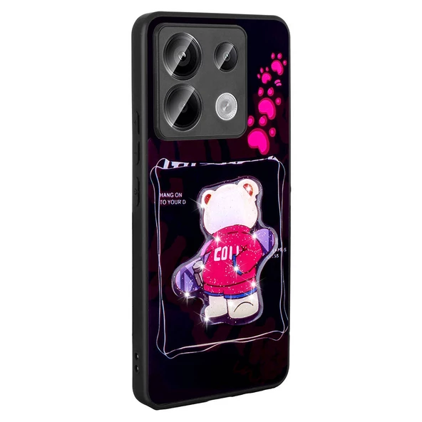 Xiaomi Redmi Note 13 Pro 5G Kılıf Parlayan Kabartmalı İkonik Figürlü Amas Silikon Kılıf - Resim 4