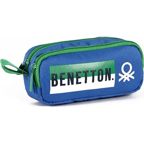 United Colors of Benetton Çift Bölmeli Mavi Kalem Çantası 04277 - Resim 2