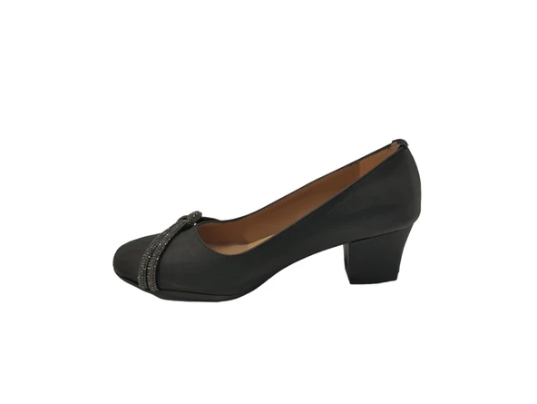 Ventes 1838699Z Yuvarlak Burun Taş Toka Detaylı 5 cm Kalın Topuk Günlük Kadın Topuklu Ayakkabı - 2