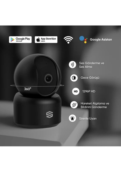 Akıllı Wi-Fi Kamera 360° 1296p 2k - 2