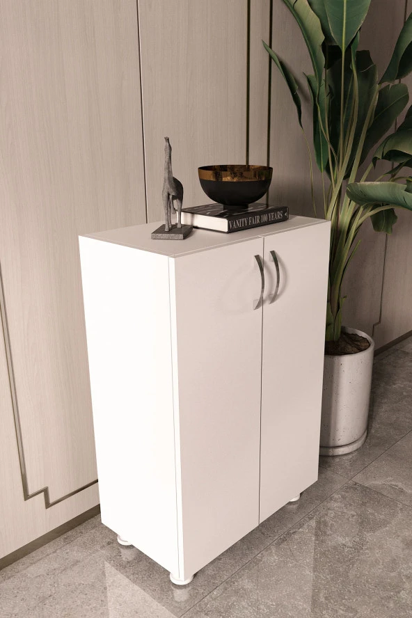 Ayakkabılık Dolabı Çift Kapaklı 2 Raflı Çok Amaçlı Dolap - 3