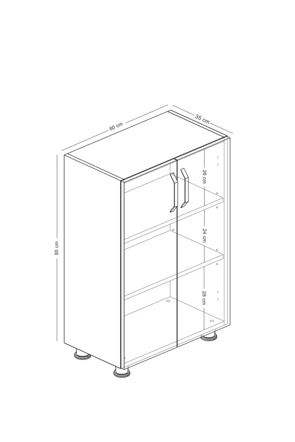 Ayakkabılık Dolabı Çift Kapaklı 2 Raflı Çok Amaçlı Dolap - 4