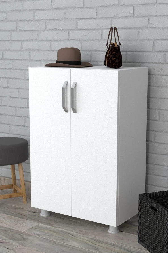 Ayakkabılık Dolabı Çift Kapaklı 2 Raflı Çok Amaçlı Dolap - 6