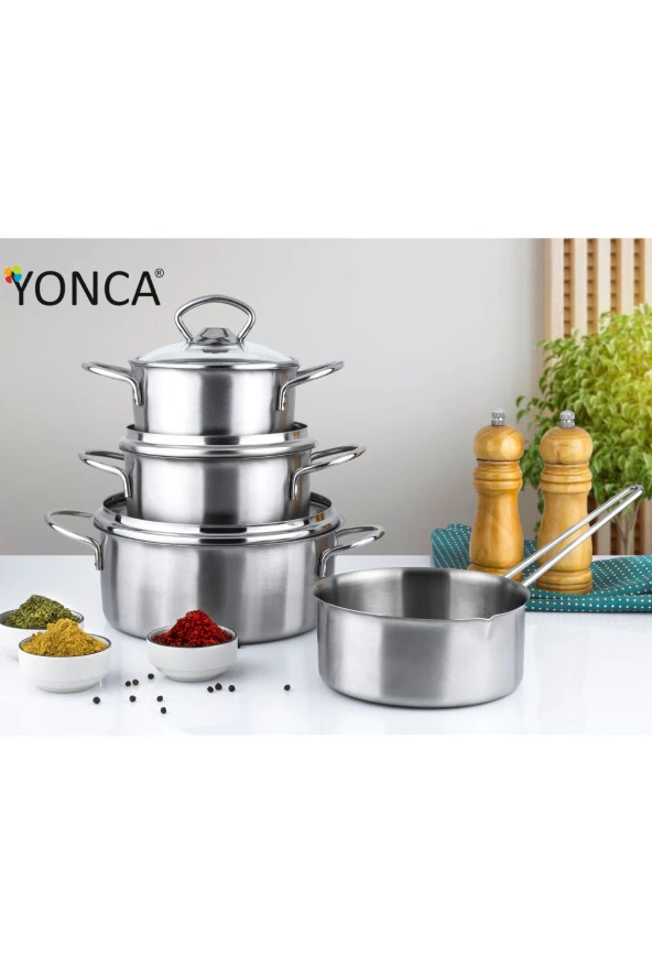 Lines Yonca Pişir Sakla 7 Parça Mini Çelik Tencere Seti