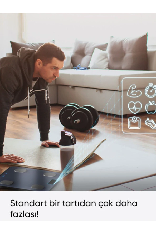 Akıllı Elektronik Tartı Yağ Su Kas Vücut Kitle Endeksi - 4