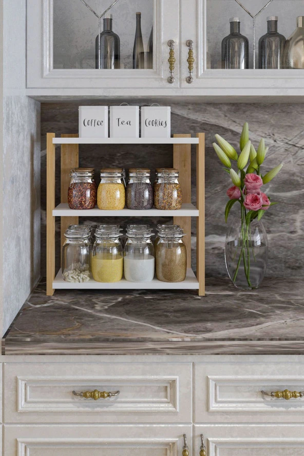 Baharatlık Çok Amaçlı Raf Tezgah Üstü Üç Katlı Baharatlık - 2