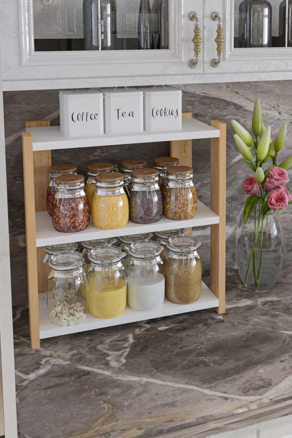 Baharatlık Çok Amaçlı Raf Tezgah Üstü Üç Katlı Baharatlık - 5