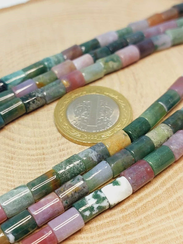 Akik Taşı Silindir Kesim 5.5x7.5mm Dizi (49304) - 2