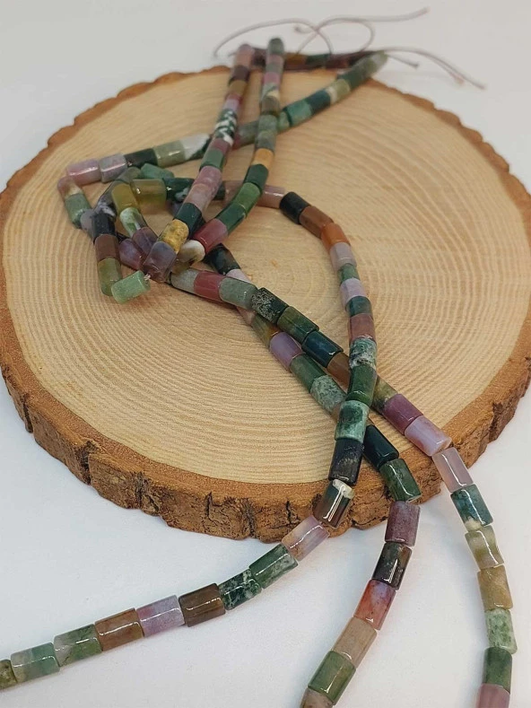 Akik Taşı Silindir Kesim 5.5x7.5mm Dizi (49304) - 3