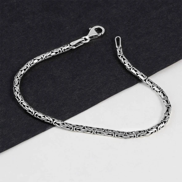 Gümüş Pazarım 925 Ayar Gümüş 3 Mm Erkek Kral Bileklik