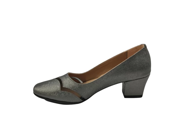 Ventes 1838657Z Yuvarlak Burun Tül Detaylı 5 cm Kalın Topuk Günlük Kadın Topuklu Ayakkabı - 2