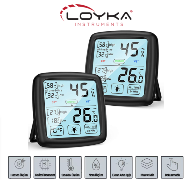 Loyka TST Dokunmatik Sıcaklık ve Nem Ölçer ürün görseli