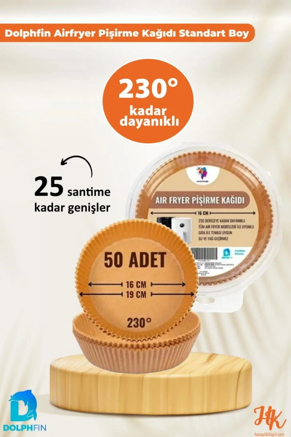 Dolphfin Yağlı Airfryer Fırın Fritöz Tepsi Pişirme Kızartma Kağıdı - Yuvarlak - 16 Cm. - 150 Adet - Resim 3