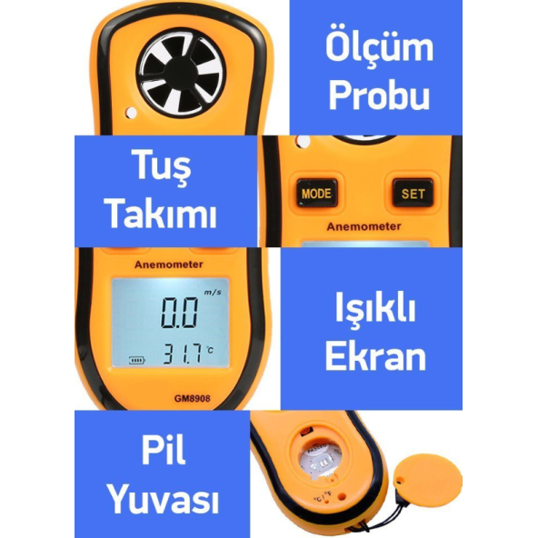 LYK BGM8908 Dijital Rüzgar Ölçer Anemometre - Resim 2