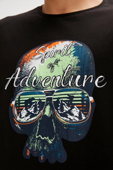 Bad Bear Bean Baskılı Erkek Tişört 24.01.07.027 Siyah - Resim 4