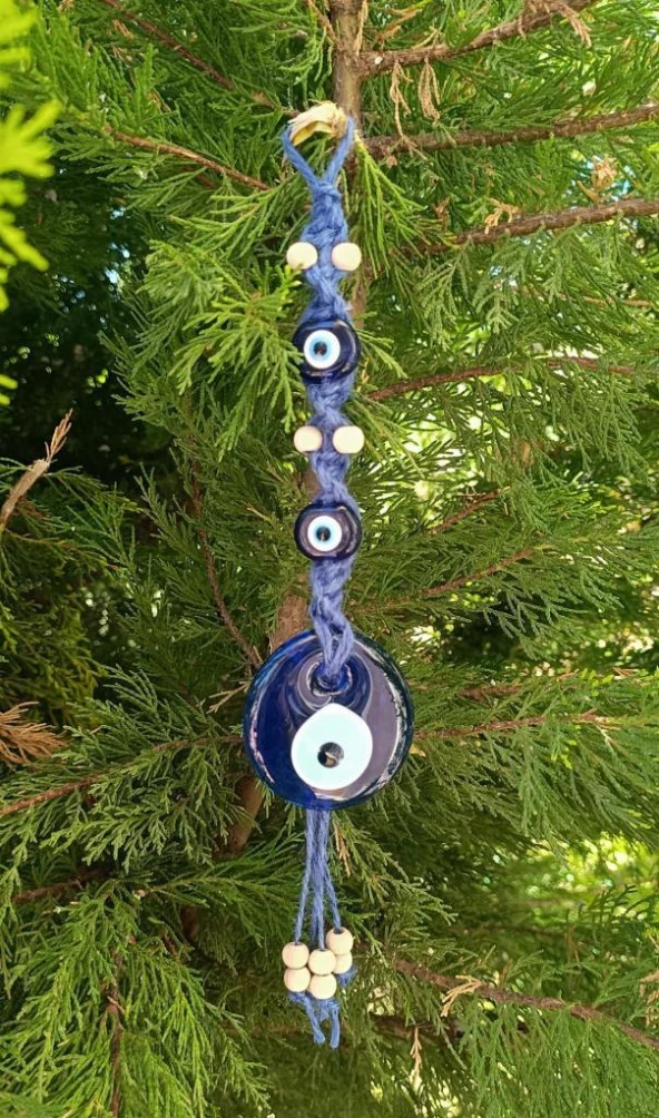 Cam Nazar Kötü Göz Kovucu Hand Made Ağaç Duvar Dekorasyonu Hasır Nazarlık Duvar Ağaç Ev Süsü - 2