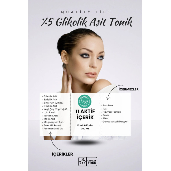 %5 Glikolik Asit Tonik 200 Ml- Aha Bha Tonik - Gözenek Sıkılaştırıcı Canlandırıcı - 2