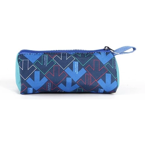 United Colors of Benetton Tek Bölmeli  Mavi Yön Desenli Kalem Çantası 03728 - 4
