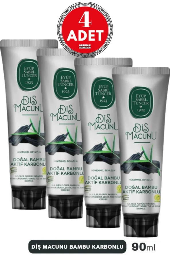 Eyüp Sabri Tuncer Doğal Bambu Karbonlu Diş Macunu 90 ml 4 ADET
